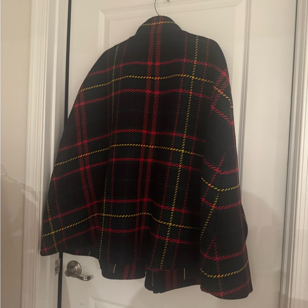 Talbots Plaid Cape - Black, Red, Yellow Size XXL - Picture 2 of 3